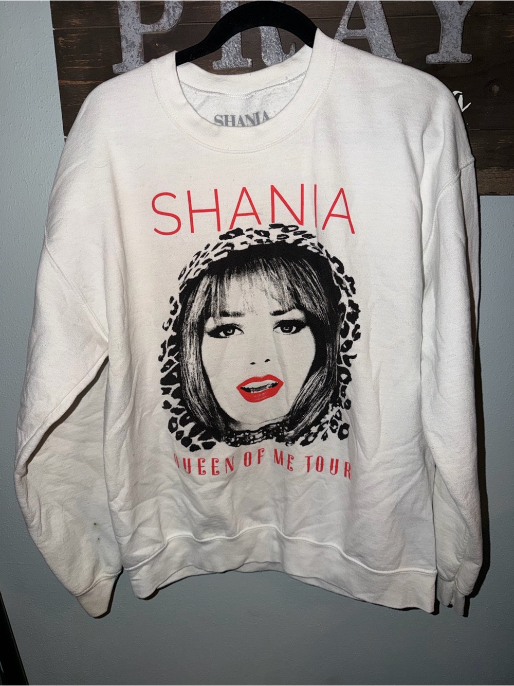 Shania 'Queen of Me Tour' Graphic Sweatshirt - White with Red & Black